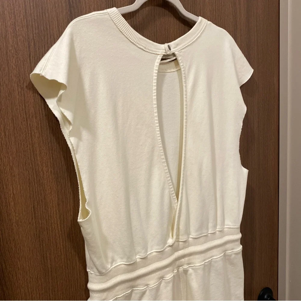 FP MOVEMENT Throw And Go Shortsie Size Large Cream 100% Cotton Muscle Tee Crew - Picture 11 of 14